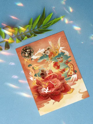 海报 插画鼠兆丰年平铺样机