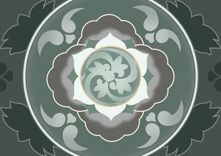 复古中式国潮风敦煌花纹装饰图案花卉藻井肌理圆形边框素材