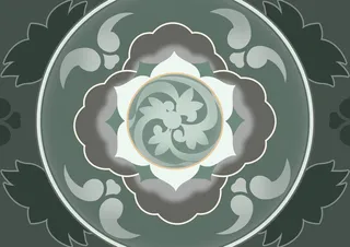 复古中式国潮风敦煌花纹装饰图案花卉藻井肌理圆形边框素材