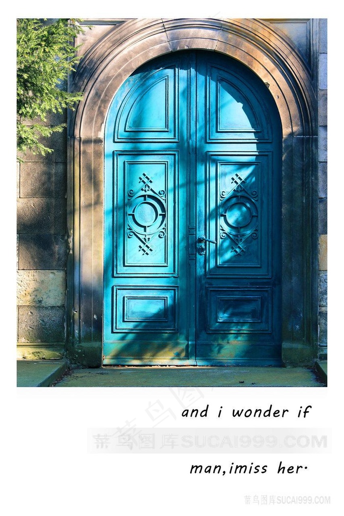 唯美水彩大门高清插画