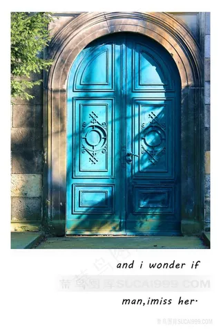 唯美水彩大门高清插画