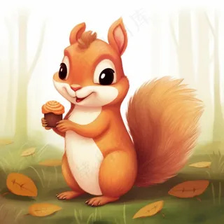 松鼠松果动物卡通插画素材背景