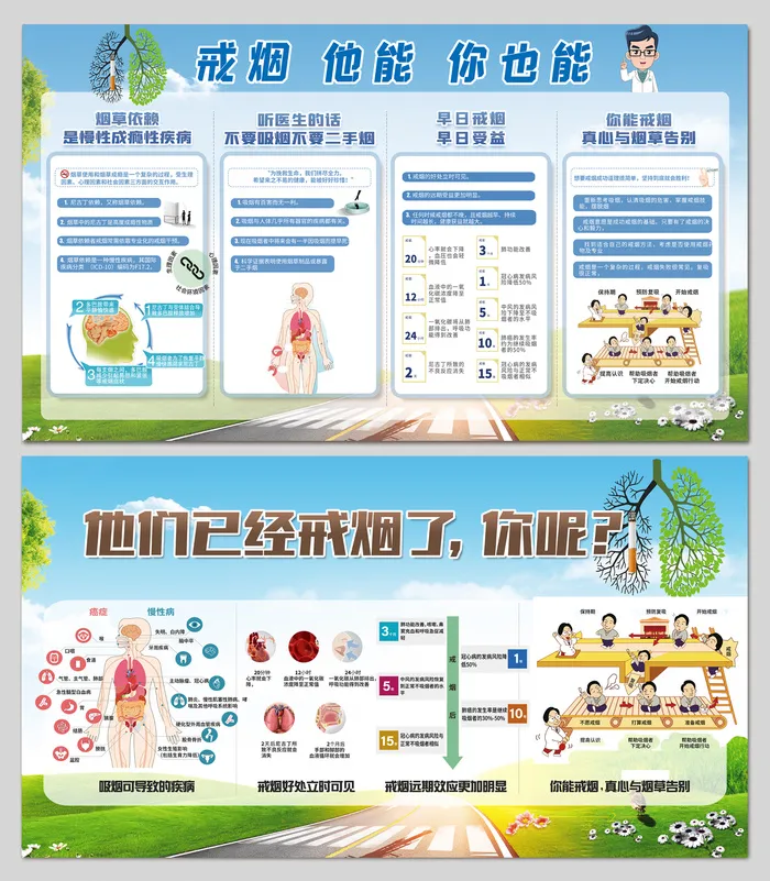 戒烟他能你也能控烟宣传栏psd模版下载