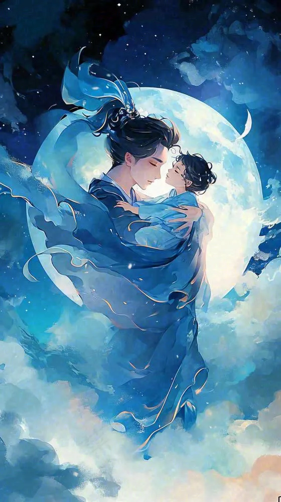 父爱如山父亲节温情亲情爱意深蓝唯美星光手绘插画(816x1456)