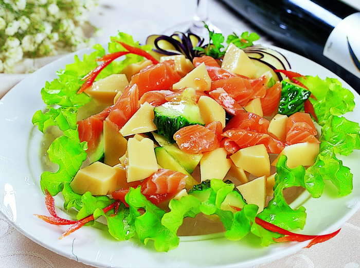 0806L-672素鲍鱼拌三文鱼