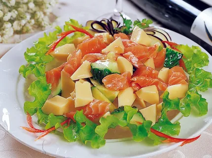 0806L-672素鲍鱼拌三文鱼