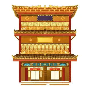 复古中国风国潮古建筑插画手绘高楼古塔PSD素材亭子png免抠图