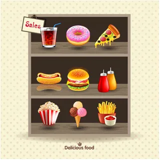 货架上的食物矢量素材ai格式ai矢量模版下载 货架上的食物矢量素材ai格式ai矢量模版下载