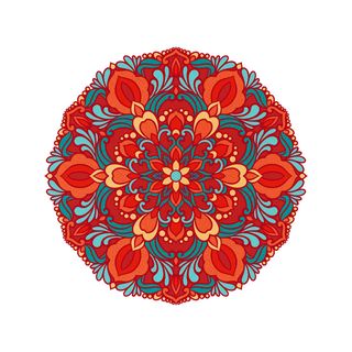 中国风古典民族风手绘曼陀罗花纹圆形插画AI矢量装饰图案PSD素材