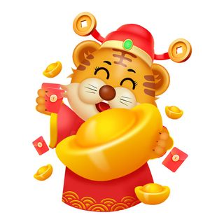 PNG免扣2022虎年新年春节元旦卡通老虎形象图片插画PSD设计素材