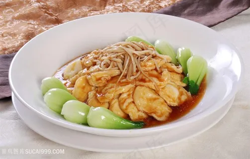 金针菇炆鱼腐中华美食摄影图 金针菇炆鱼腐中华美食摄影图