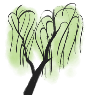 春天绿色春季水墨柳树柳条柳叶春季海报设计PNG免扣素材