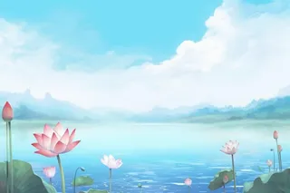 水墨大气国风荷花荷叶背景