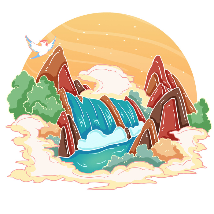 国潮风旅游建筑城市地标景区北京上海插图插画元素素材设计模板