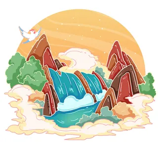 国潮风旅游建筑城市地标景区北京上海插图插画元素素材设计模板