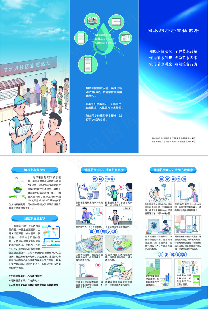 节水三折页cdr矢量模版下载