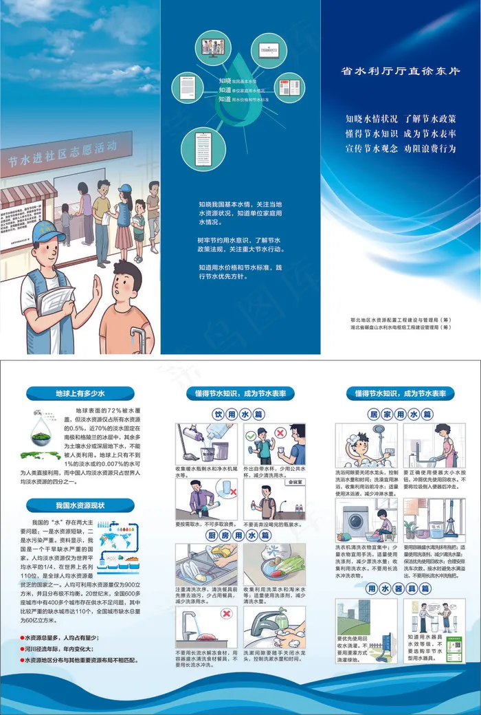 节水三折页cdr矢量模版下载