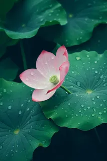 雨天荷花荷叶唯美背景