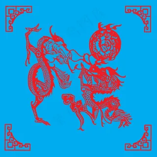 双龙戏珠剪纸 剪纸风元素