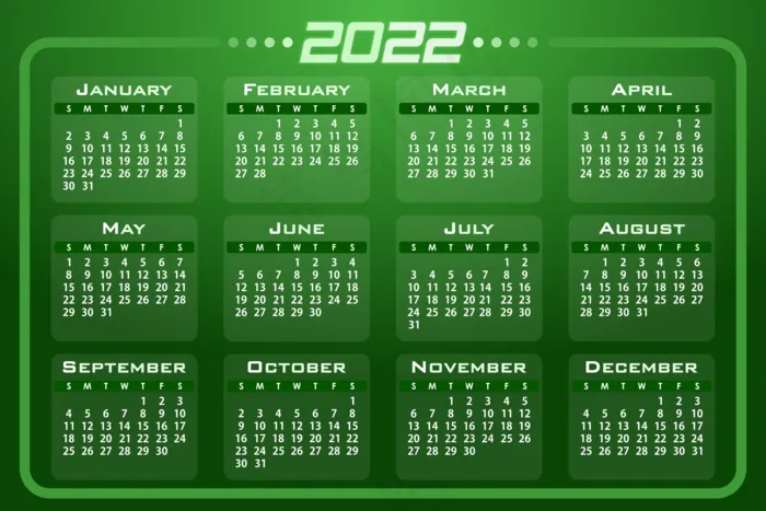 2022日历 日期, 天, 周, 月, 2022, 年, ai矢量模版下载