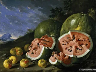静物水果西瓜装饰画油画图片