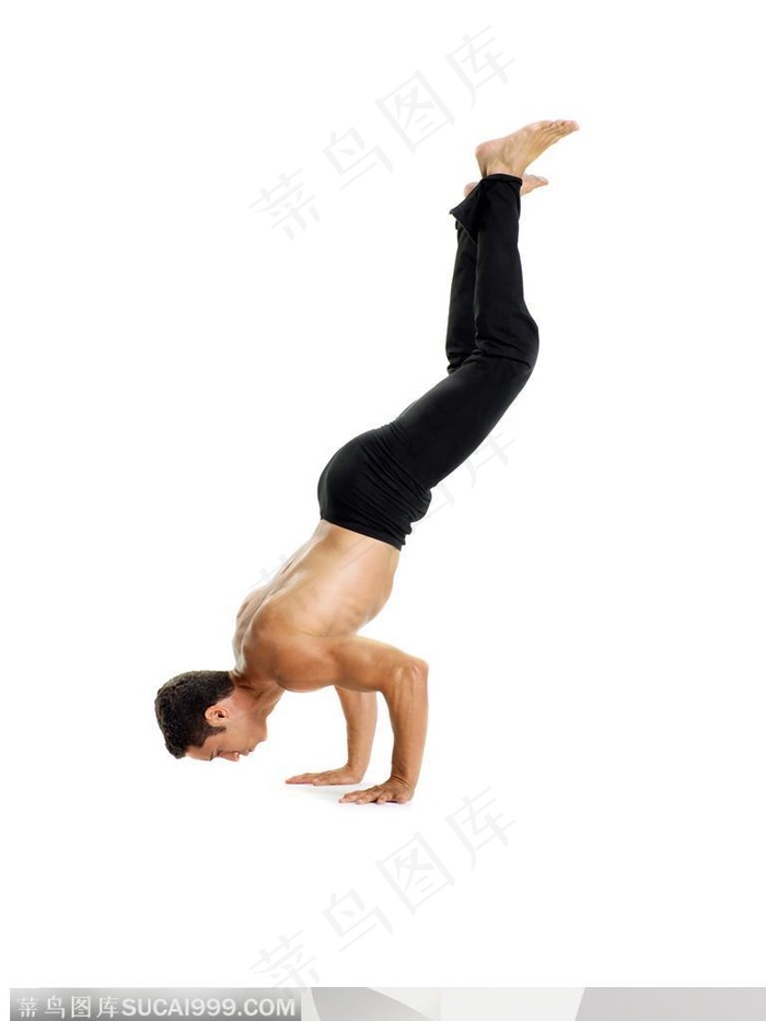 舞蹈肢体动作-双手撑地倒立的外国男人