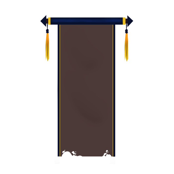 复古中国风卷轴元素手绘画轴文本标题框PSDAI素材模板png免扣图