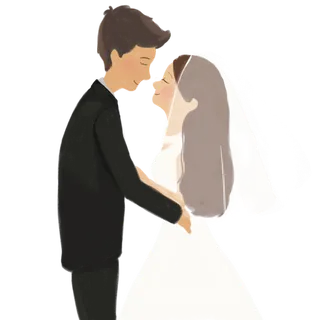 婚纱卡通人物婚礼白纱结婚婚纱摄影手绘