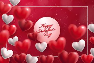 2.14情人节3D立体爱心主题背景矢量素材