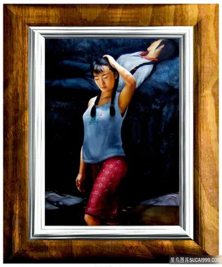 唯美女人风景画挂画油画图片