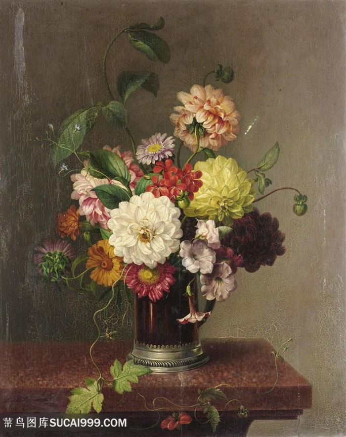 鲜花花瓶油画图片