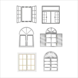 各种双开窗户形状不同风格