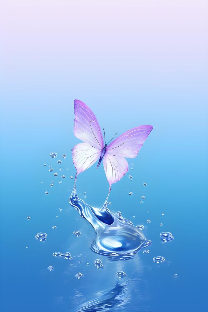 水滴蝴蝶创新渐变背景(2400x3600)