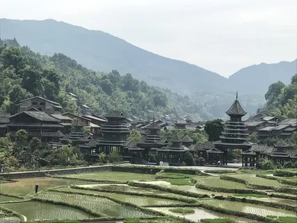 黔东南建筑梯田风景 黔东南建筑梯田风景