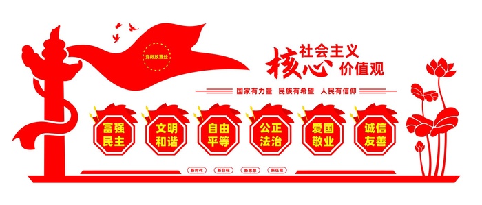 *核心价值观文化墙cdr矢量模版下载