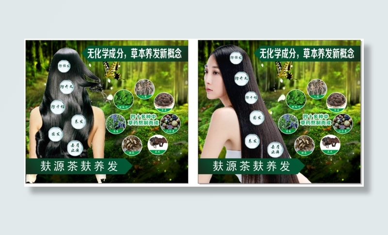 绿色草本护发养发海报cdr矢量模版下载