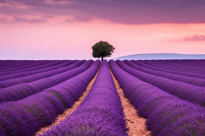 紫色薰衣草花海摄影图 (4032x2688)