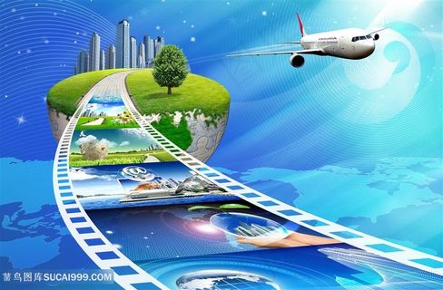 地球飞机科技胶片韩式自然背景