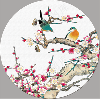 画鸟梅花蝴蝶装饰画壁画