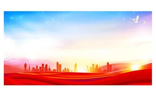 炫彩城市背景展板