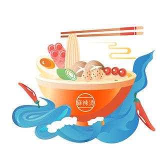 国潮中国风传统小吃食物地方特色菜美食元素插画海报图片素材