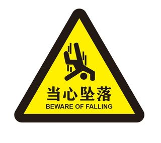 矢量当心坠落三角导视牌
