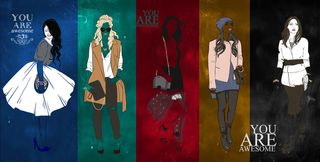 五联手绘时尚背景