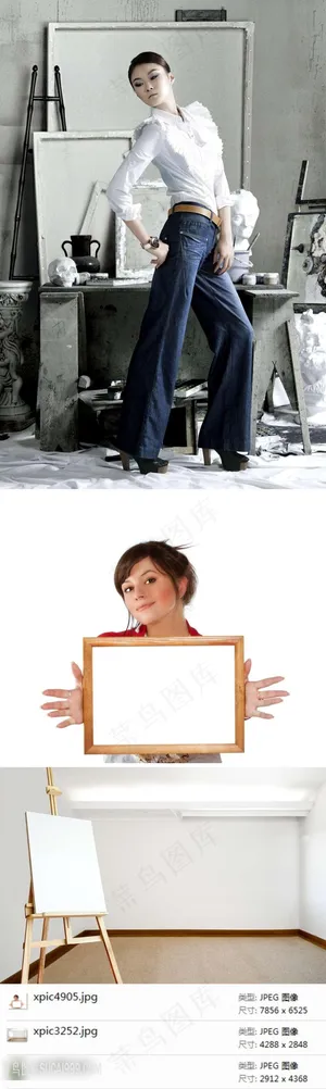 画室画板美女模特画架素材