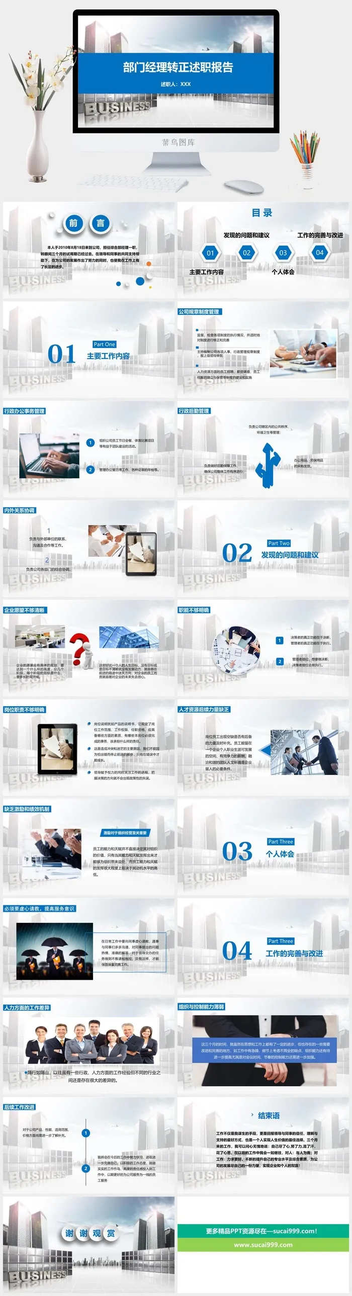 经理述职报告汇报总结PPT模板