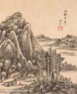烟客擬梅花道人仿古山水国画图片 烟客擬梅花道人仿古山水国画图片
