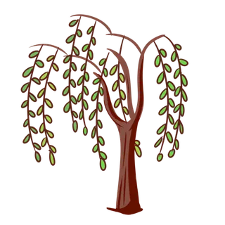 春天绿色春季水墨柳树柳条柳叶春季海报设计PNG免扣素材