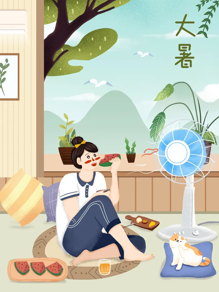 大暑节气海报psd模版下载