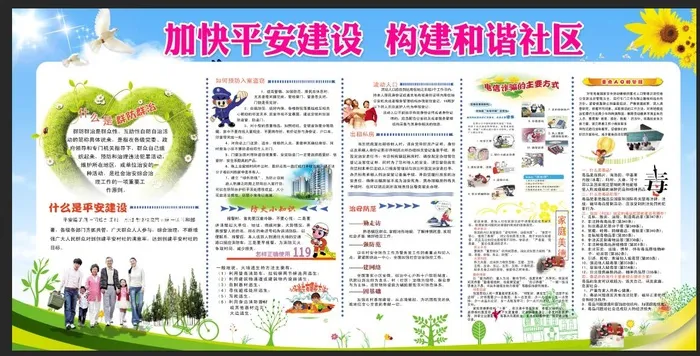 加快平安建设构建和谐社区展板psd模版下载