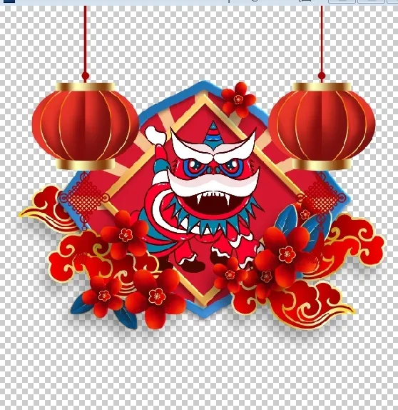 设计舞狮祝贺新年psd模版下载